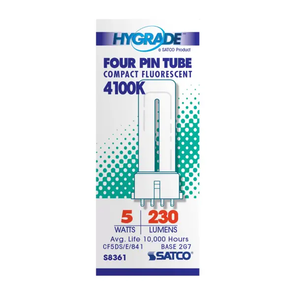 5 Watt - pin-based Compact Fluorescent - 4100K - 82 CRI - 2G7 base - Image 3