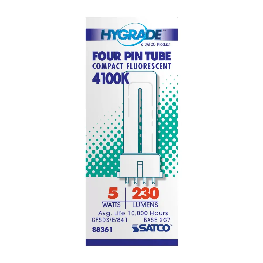 5 Watt - pin-based Compact Fluorescent - 4100K - 82 CRI - 2G7 base - Image 3