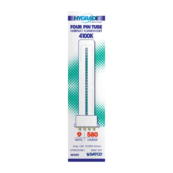 9 Watt - pin-based Compact Fluorescent - 4100K - 82 CRI - 2G7 base - alternate view