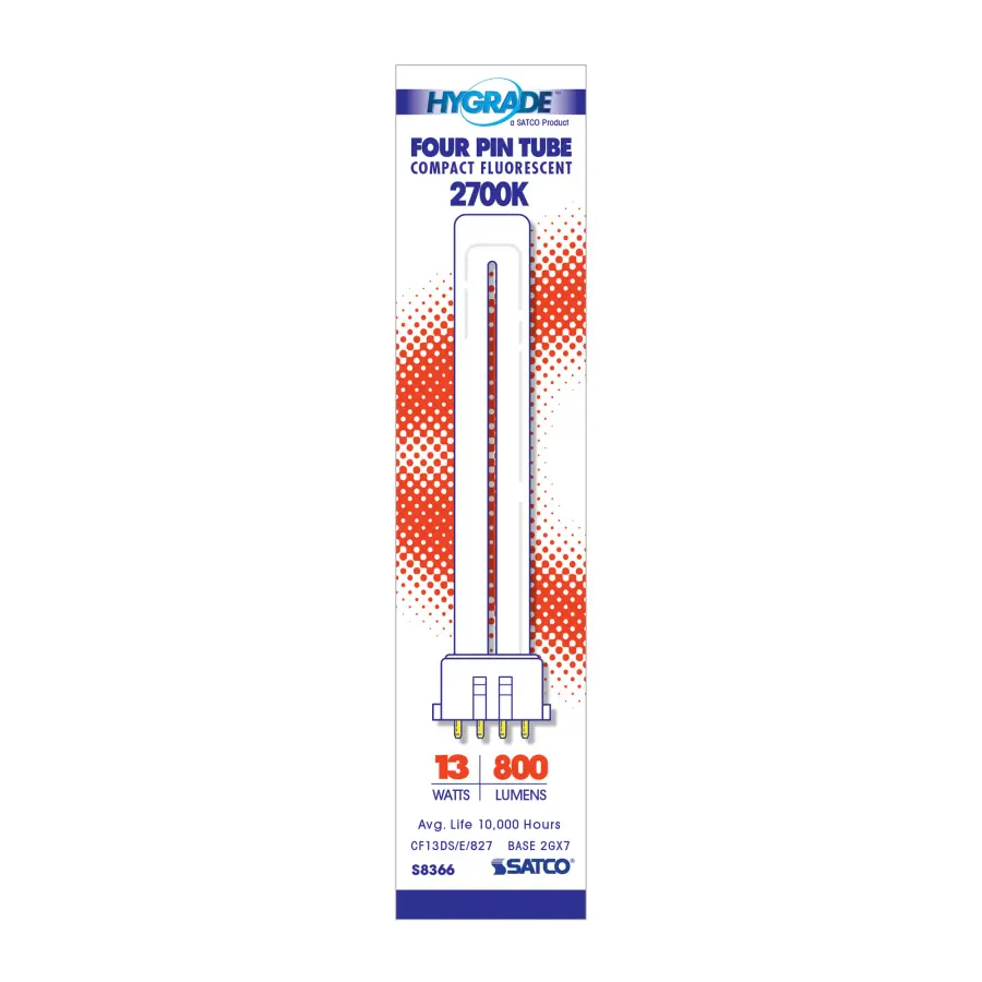 13 Watt - pin-based Compact Fluorescent - 2700K - 82 CRI - 2GX7 (4-Pin) base - Image 2