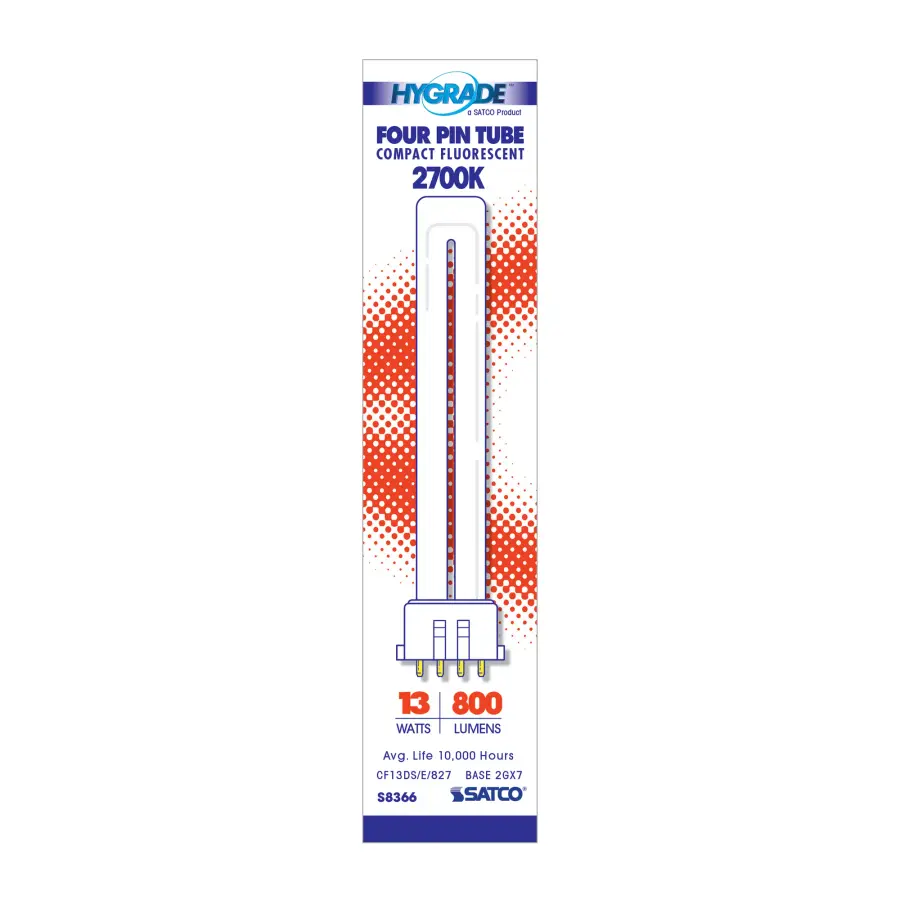 13 Watt - pin-based Compact Fluorescent - 2700K - 82 CRI - 2GX7 (4-Pin) base - Image 3