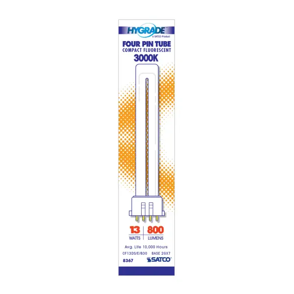 13 Watt - pin-based Compact Fluorescent - 3000K - 82 CRI - 2GX7 (4-Pin) base - Image 3