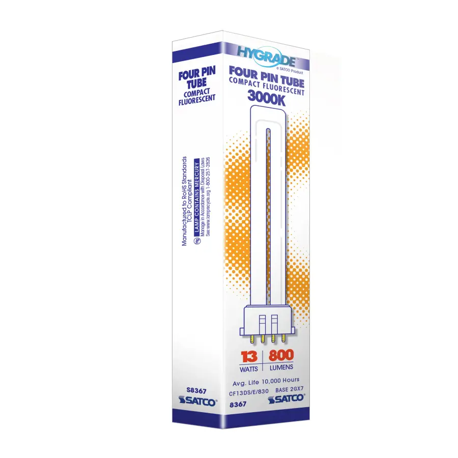13 Watt - pin-based Compact Fluorescent - 3000K - 82 CRI - 2GX7 (4-Pin) base - Image 7