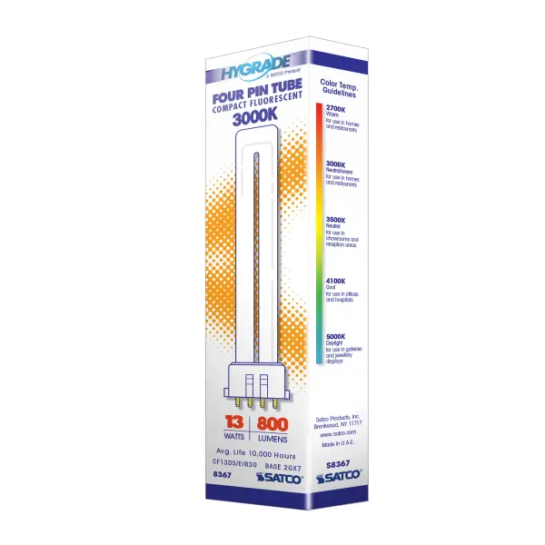 13 Watt - pin-based Compact Fluorescent - 3000K - 82 CRI - 2GX7 (4-Pin) base - Image 8