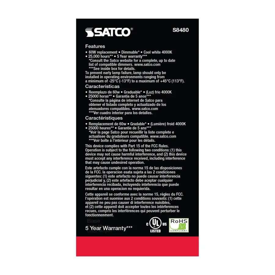 10 Watt - A19 LED - Frosted - 4000K Medium base - 120 Volt - Image 4