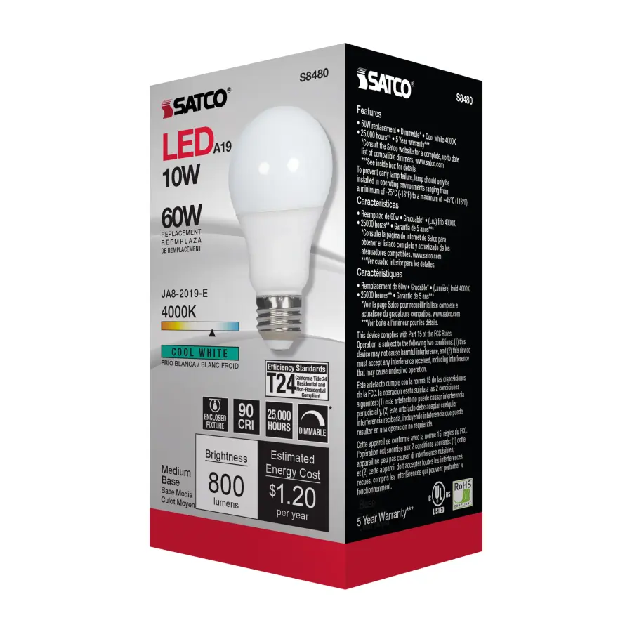 10 Watt - A19 LED - Frosted - 4000K Medium base - 120 Volt - Image 6