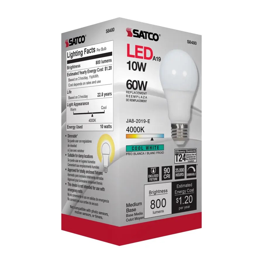 10 Watt - A19 LED - Frosted - 4000K Medium base - 120 Volt - Image 7