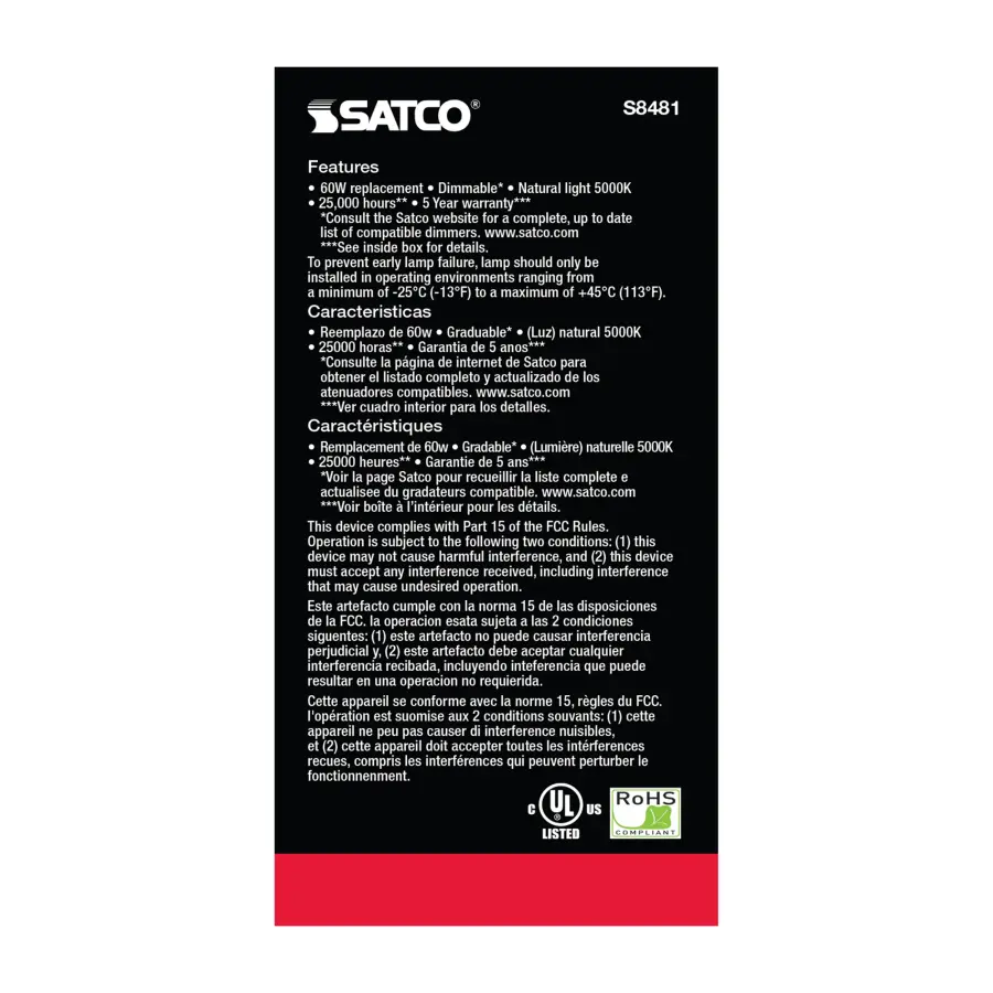 10 Watt - A19 LED - Frosted - 5000K Medium base - 120 Volt - Image 4