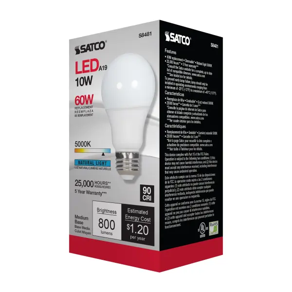 10 Watt - A19 LED - Frosted - 5000K Medium base - 120 Volt - Image 6
