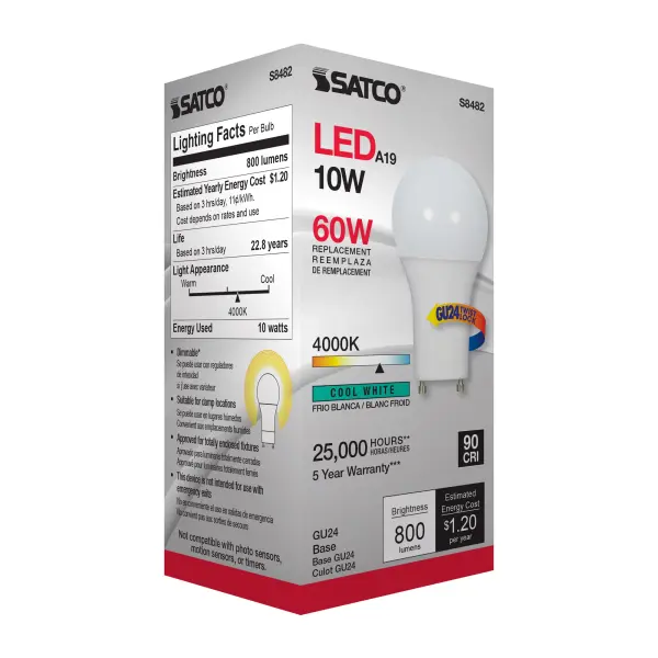 10 Watt - A19 LED - Frosted - 4000K - GU24 base - 120 Volt - Image 4