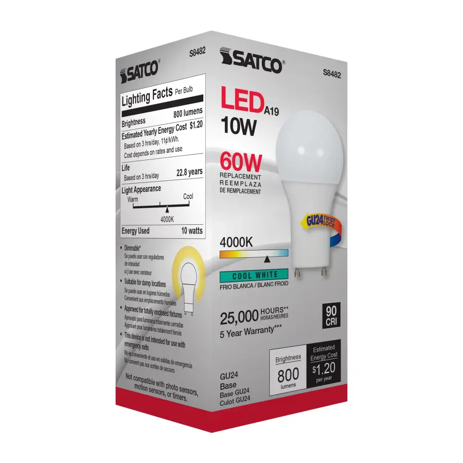 10 Watt - A19 LED - Frosted - 4000K - GU24 base - 120 Volt - Image 4