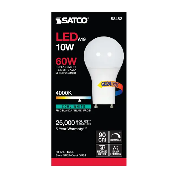 10 Watt - A19 LED - Frosted - 4000K - GU24 base - 120 Volt - Image 5