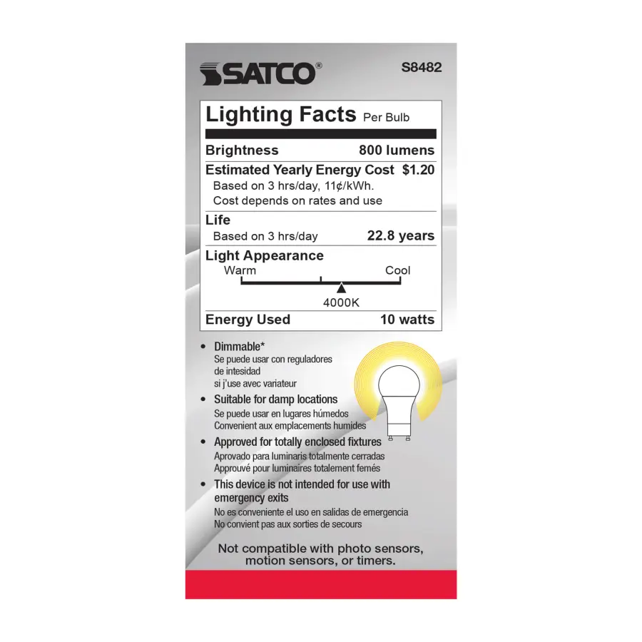 10 Watt - A19 LED - Frosted - 4000K - GU24 base - 120 Volt - Image 7