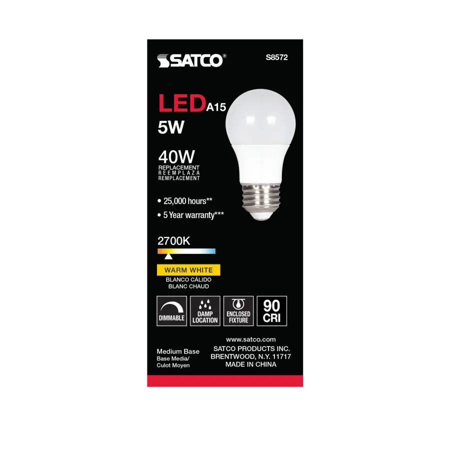 5 Watt - A15 LED - Frosted - 2700K - Medium base - 120 Volt - Image 3