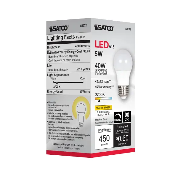 5 Watt - A15 LED - Frosted - 2700K - Medium base - 120 Volt - Image 7