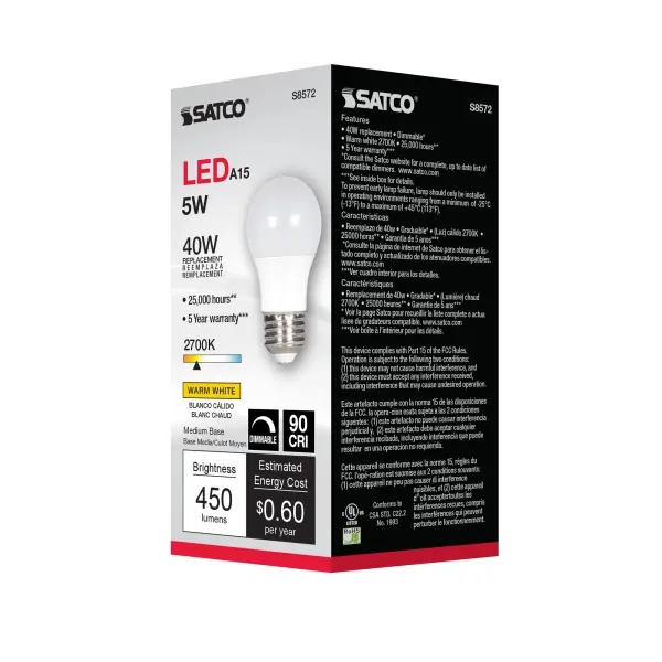 5 Watt - A15 LED - Frosted - 2700K - Medium base - 120 Volt - Image 8