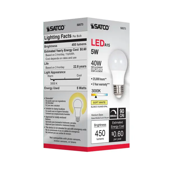 5 Watt - A15 LED - Frosted - 3000K - Medium base - 120 Volt - Image 7