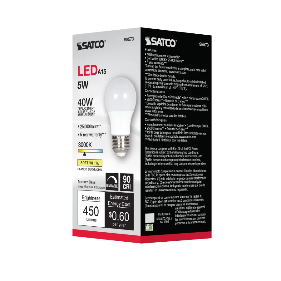 5 Watt - A15 LED - Frosted - 3000K - Medium base - 120 Volt - Image 8