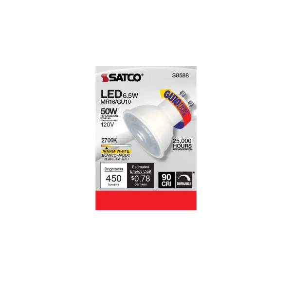 6.5 Watt - LED MR16 - 2700K - 40 deg. Beam Angle - GU10 base - 120 Volt - Image 3