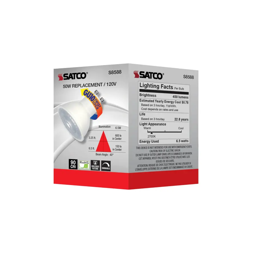 6.5 Watt - LED MR16 - 2700K - 40 deg. Beam Angle - GU10 base - 120 Volt - Image 7