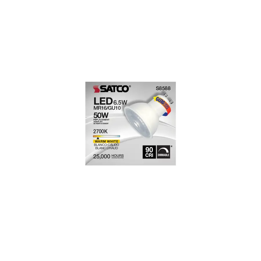 6.5 Watt - LED MR16 - 2700K - 40 deg. Beam Angle - GU10 base - 120 Volt - Image 9