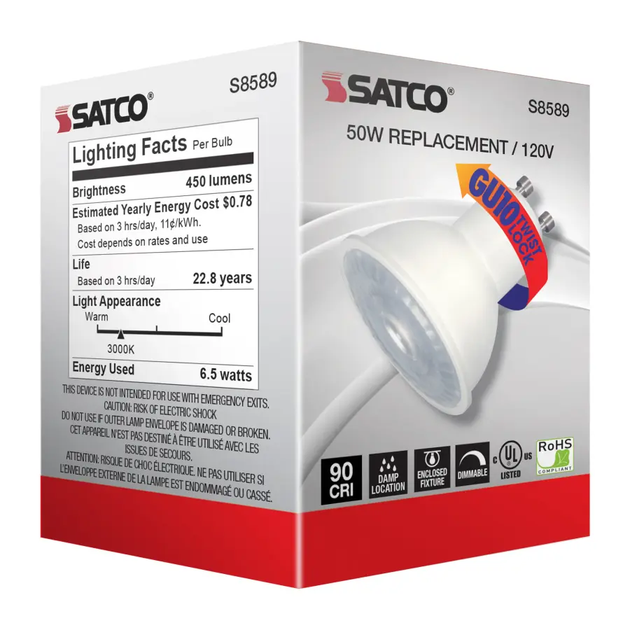 6.5 Watt - LED MR16 - 3000K - 40 deg. Beam Angle - GU10 base - 120 Volt - Image 9