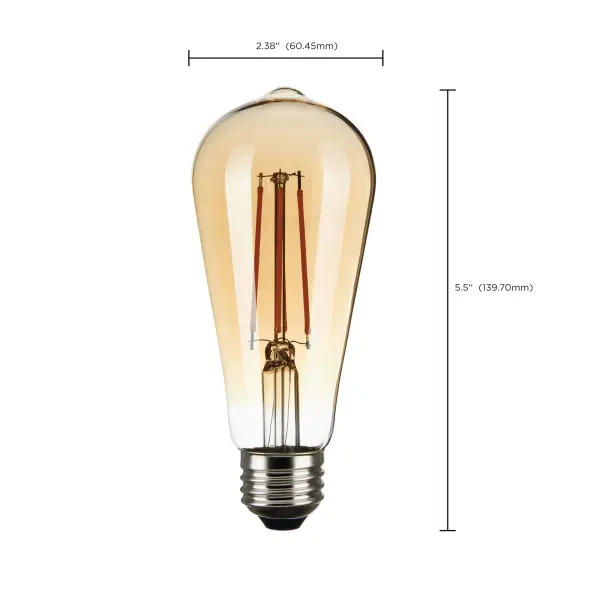 4.5 Watt ST19 LED Filament - Amber - Medium base - 2000K - 350 Lumens - 120 Volt - Carded - Image 10