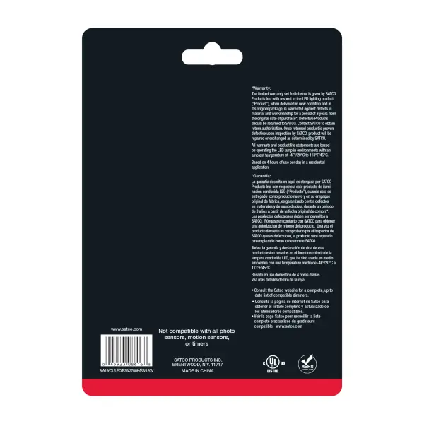 8 Watt A19 LED Filament - Clear - Medium base - 2700K - 800 Lumens - 120 Volt - Carded - Image 3