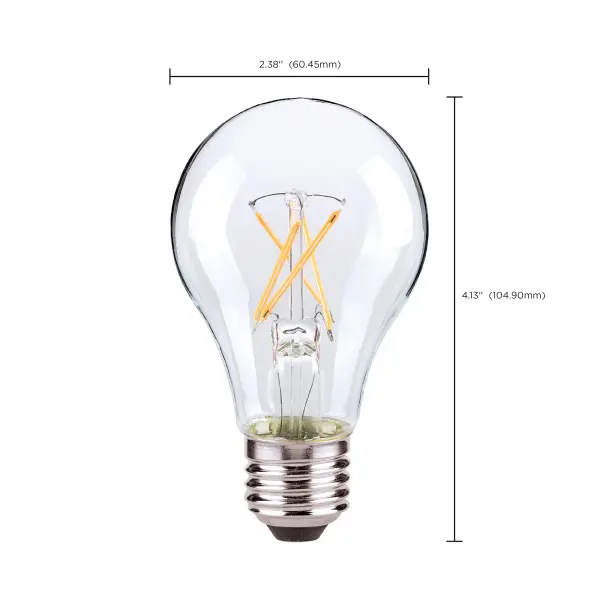 8 Watt A19 LED Filament - Clear - Medium base - 2700K - 800 Lumens - 120 Volt - Carded - Image 4