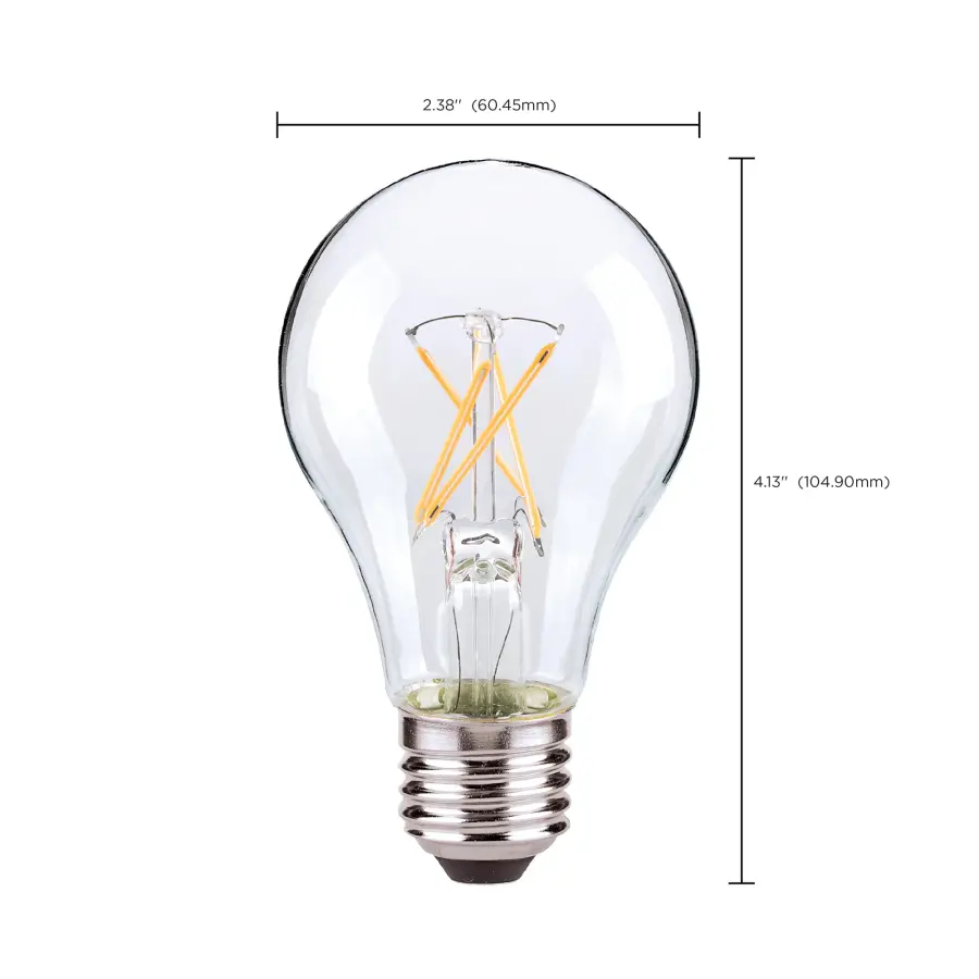 8 Watt A19 LED Filament - Clear - Medium base - 2700K - 800 Lumens - 120 Volt - Carded - Image 4