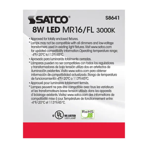 8W - LED MR16 - 3000K - 40 deg. beam spread - GU5.3 base - 12 Volt AC/DC - Image 6