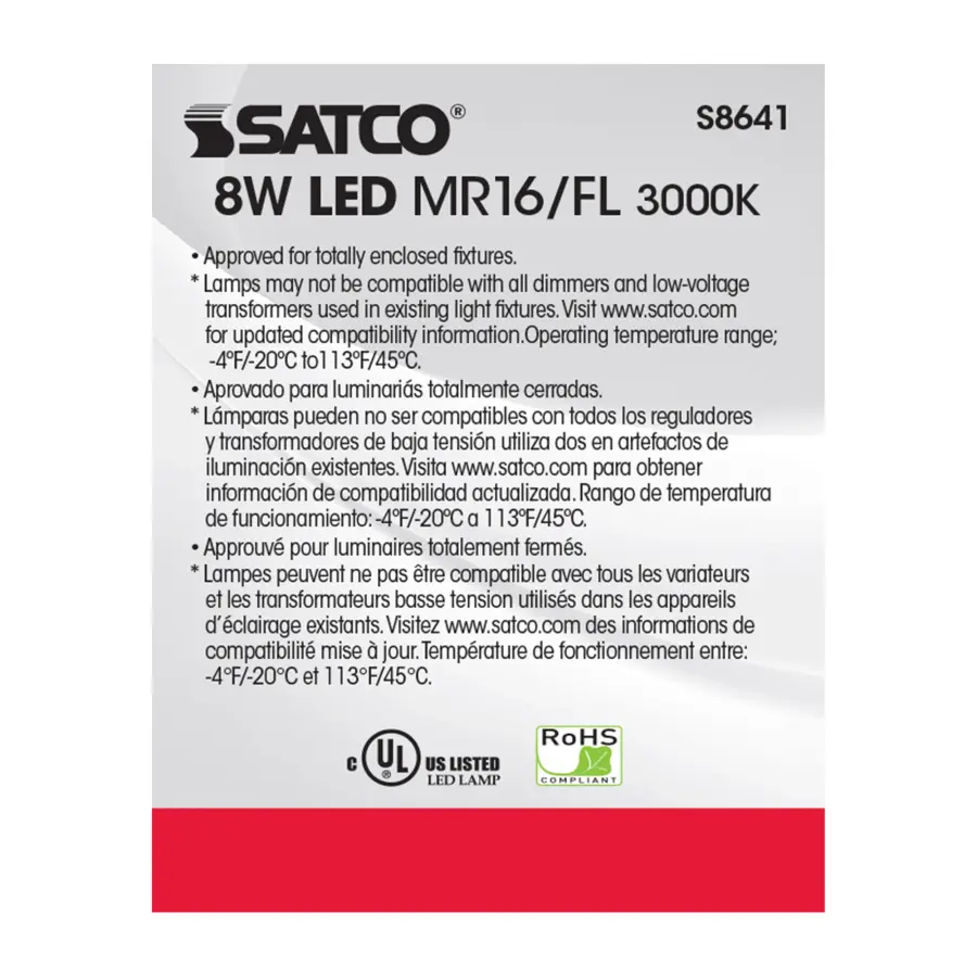 8W - LED MR16 - 3000K - 40 deg. beam spread - GU5.3 base - 12 Volt AC/DC - Image 6