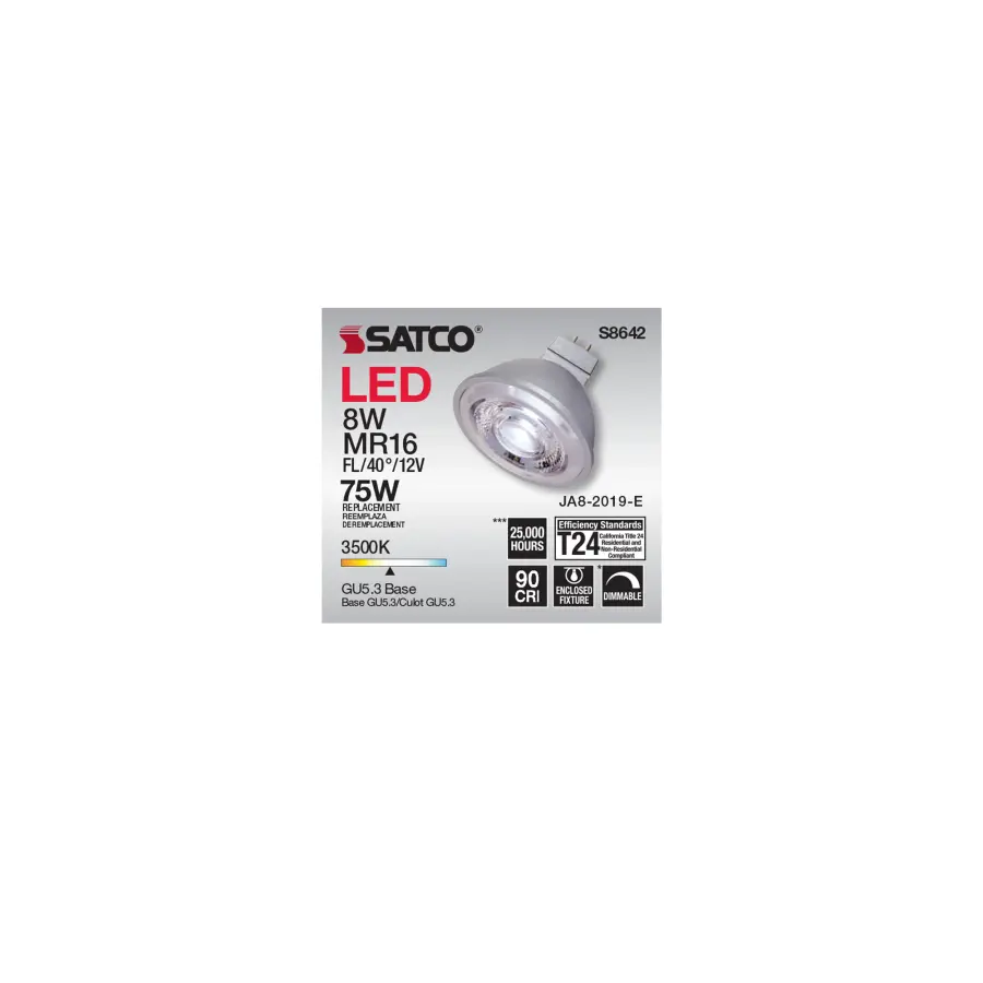 8W - LED MR16 - 3500K - 40 deg. beam spread - GU5.3 base - 12 Volt AC/DC - Image 7
