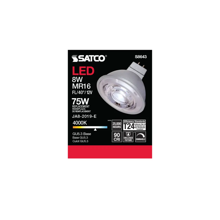 8W - LED MR16 - 4000K - 40 deg. beam spread - GU5.3 base - 12 Volt AC/DC - Image 4