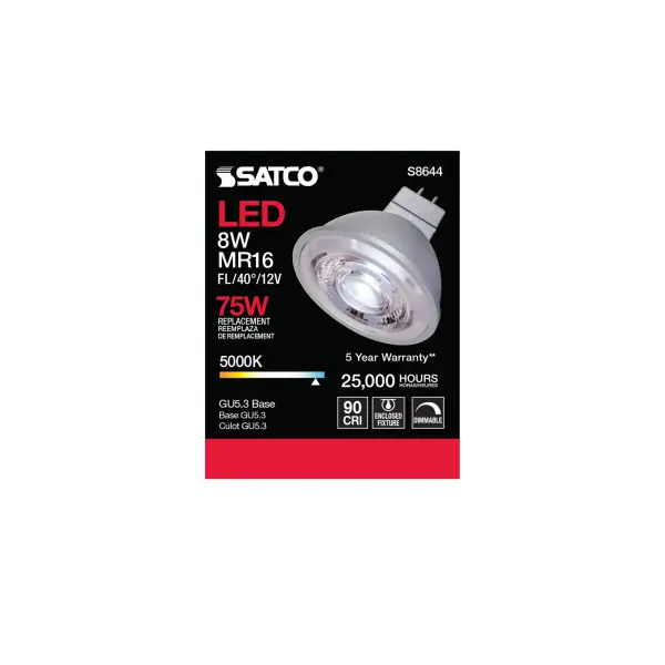 8W - LED MR16 - 5000K - 40 deg. beam spread - GU5.3 base - 12 Volt AC/DC - Image 4