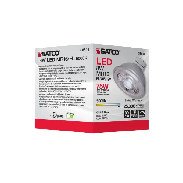 8W - LED MR16 - 5000K - 40 deg. beam spread - GU5.3 base - 12 Volt AC/DC - Image 8