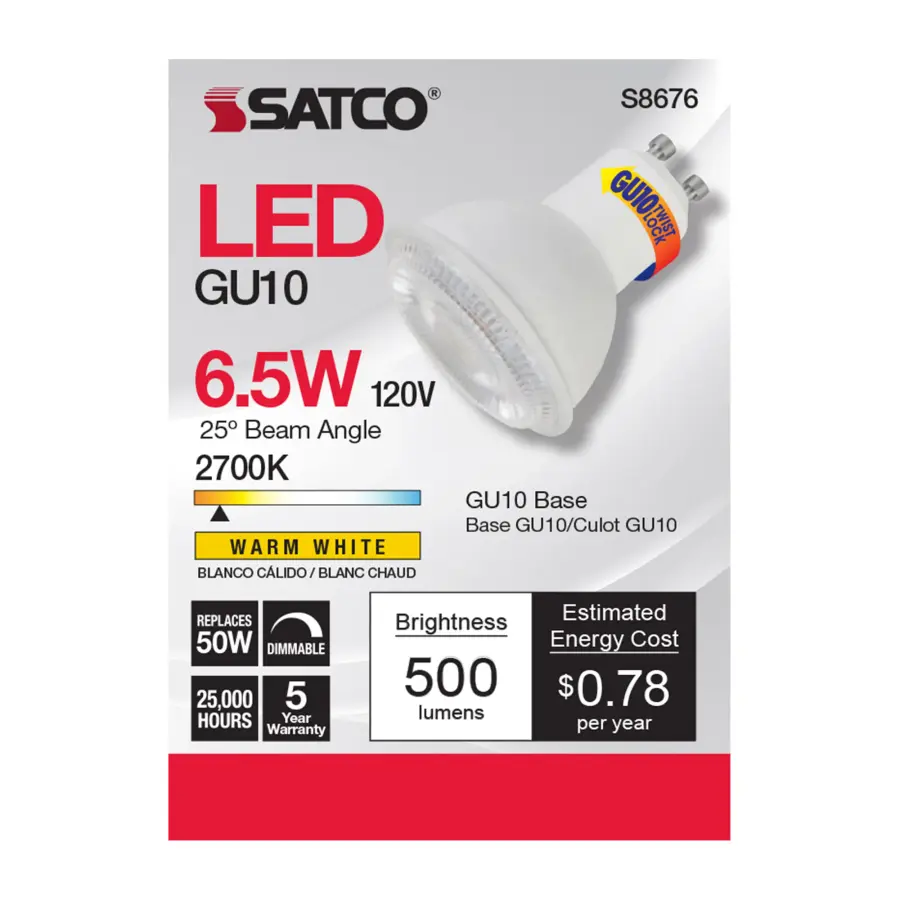 6.5 Watt - LED MR16 - 2700K - 25 deg. Beam Angle - GU10 base - 120 Volt - Image 2