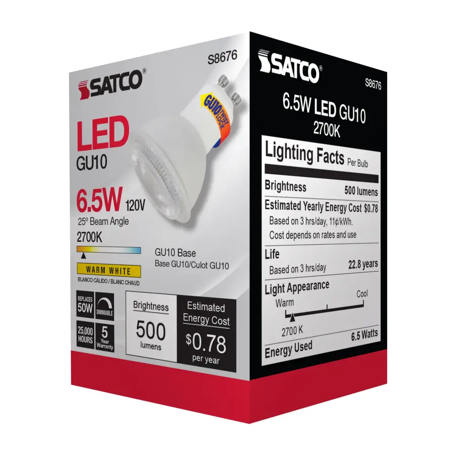 6.5 Watt - LED MR16 - 2700K - 25 deg. Beam Angle - GU10 base - 120 Volt - Image 6