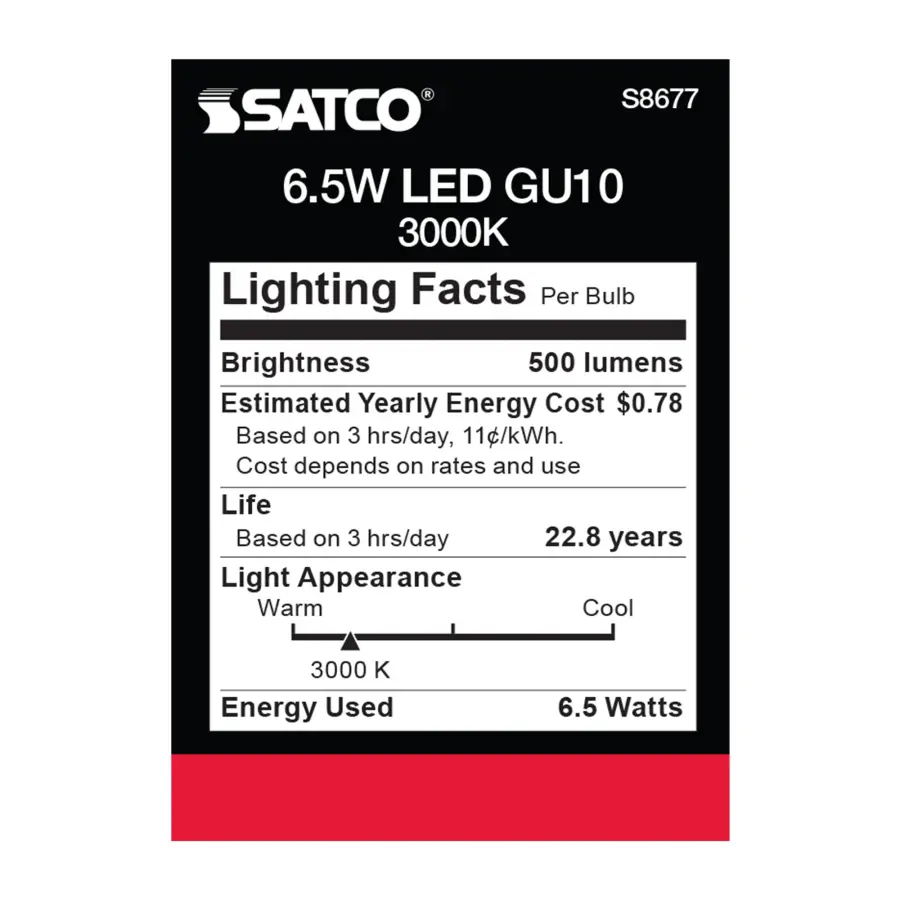 6.5 Watt - LED MR16 - 3000K - 25 deg. Beam Angle - GU10 base - 120 Volt - Image 6