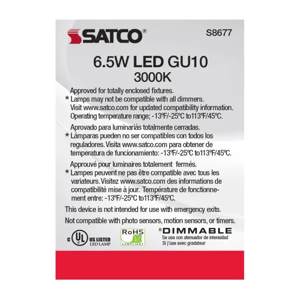 6.5 Watt - LED MR16 - 3000K - 25 deg. Beam Angle - GU10 base - 120 Volt - Image 7