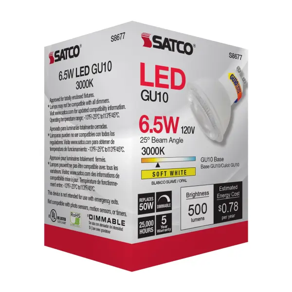 6.5 Watt - LED MR16 - 3000K - 25 deg. Beam Angle - GU10 base - 120 Volt - Image 8
