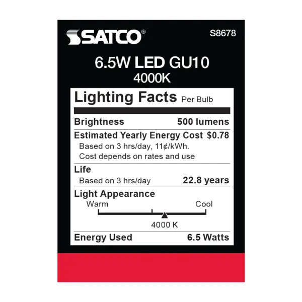 6.5 Watt - LED MR16 - 4000K - 25 deg. Beam Angle - GU10 base - 120 Volt - Image 4