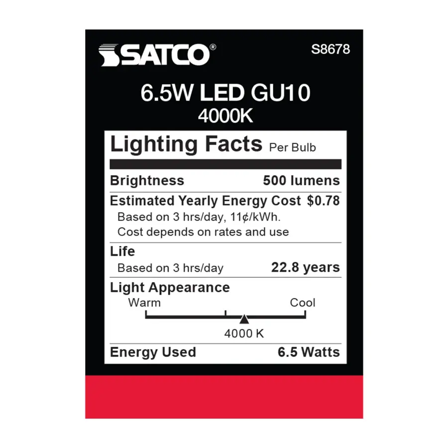 6.5 Watt - LED MR16 - 4000K - 25 deg. Beam Angle - GU10 base - 120 Volt - Image 4