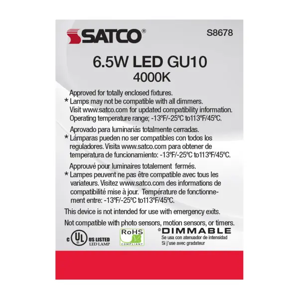 6.5 Watt - LED MR16 - 4000K - 25 deg. Beam Angle - GU10 base - 120 Volt - Image 5