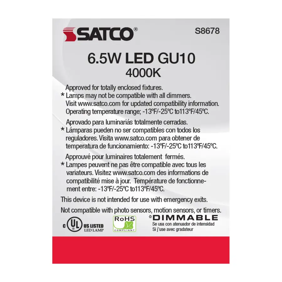 6.5 Watt - LED MR16 - 4000K - 25 deg. Beam Angle - GU10 base - 120 Volt - Image 5