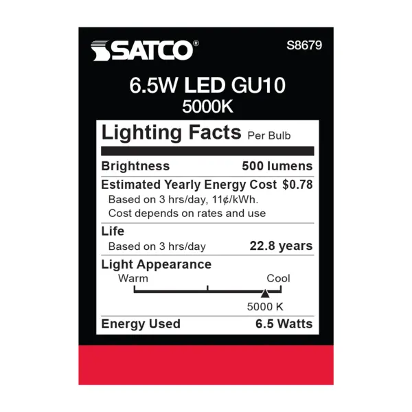 6.5 Watt - LED MR16 - 5000K - 25 deg. Beam Angle - GU10 base - 120 Volt - Image 4