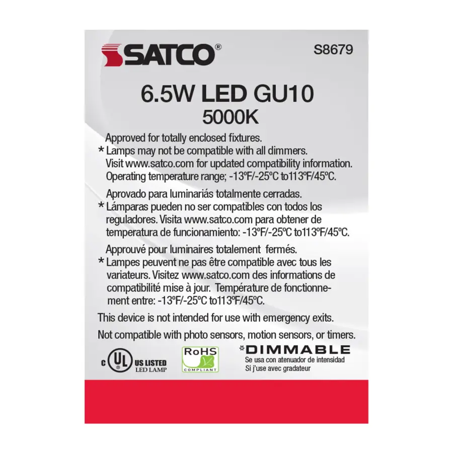 6.5 Watt - LED MR16 - 5000K - 25 deg. Beam Angle - GU10 base - 120 Volt - Image 5