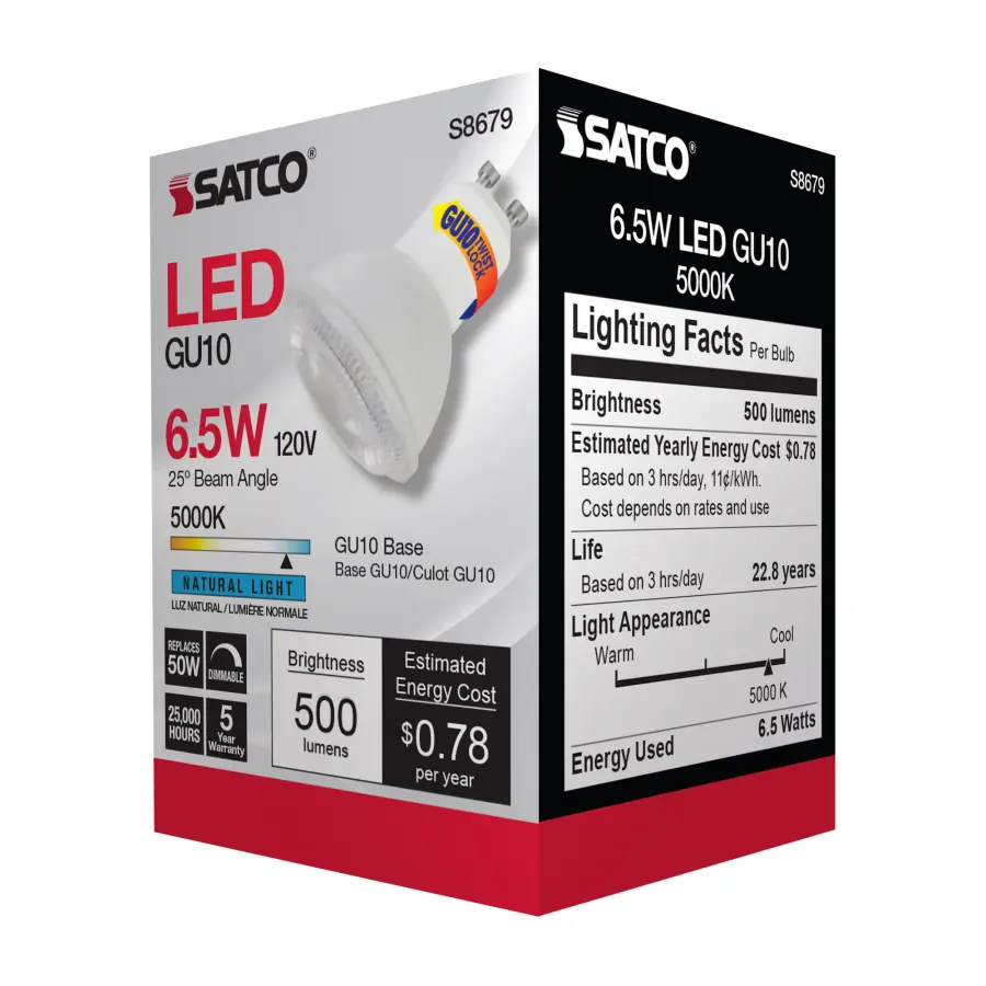 6.5 Watt - LED MR16 - 5000K - 25 deg. Beam Angle - GU10 base - 120 Volt - Image 6