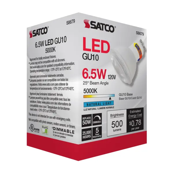 6.5 Watt - LED MR16 - 5000K - 25 deg. Beam Angle - GU10 base - 120 Volt - Image 7