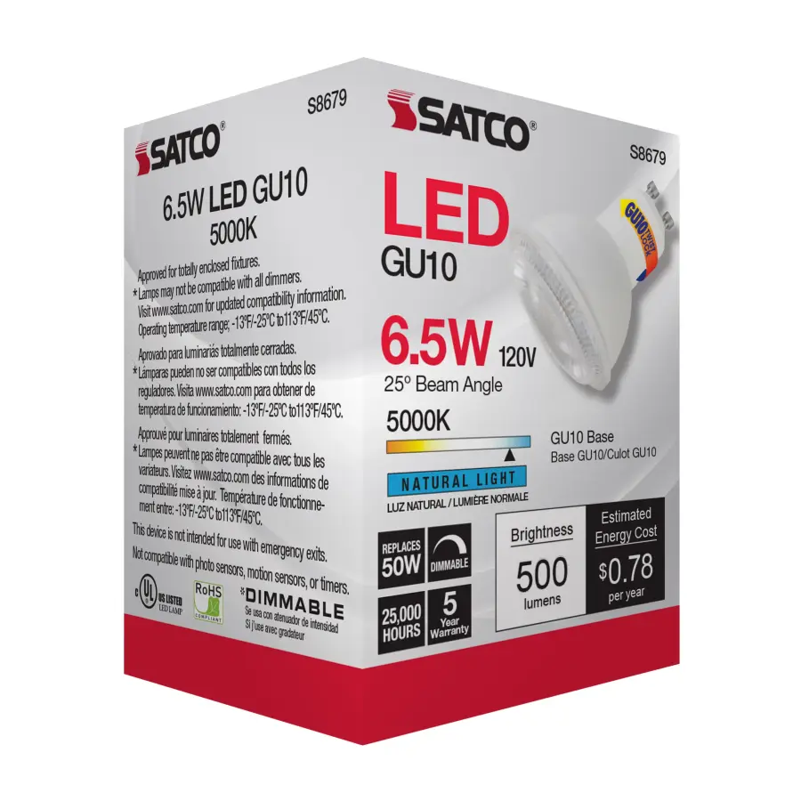 6.5 Watt - LED MR16 - 5000K - 25 deg. Beam Angle - GU10 base - 120 Volt - Image 7